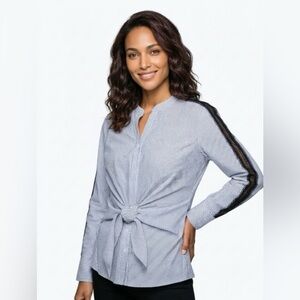 Worthington Blue and Black Striped Top